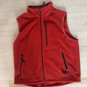 LL Bean Vest Mens Large Red Fleece Sleeveless Outdoors Coat Casual